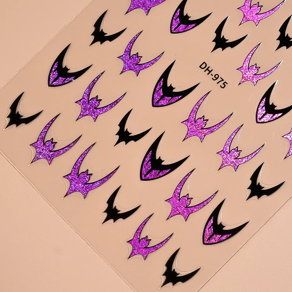 1/5 Uds. Pegatinas 3D de murciélago plano para uñas, pegatinas de decoración de uñas de estilo gótico, pegatinas autoadhesivas DIY para decoración de manicura para mujer