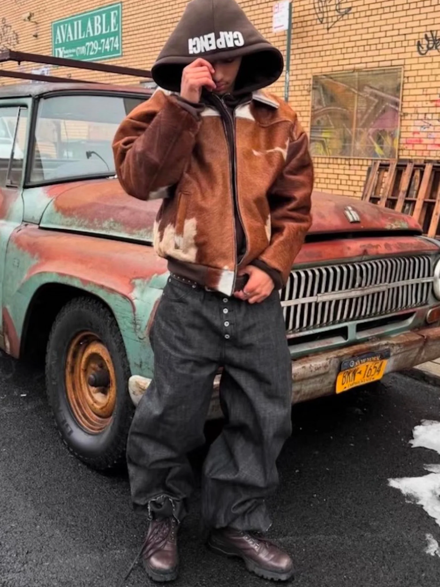 

Nofaith Retro American Sle Jeans Heavyweight Selv Denim Hard Straight Knife Pants for Men And Women Casual Cotton