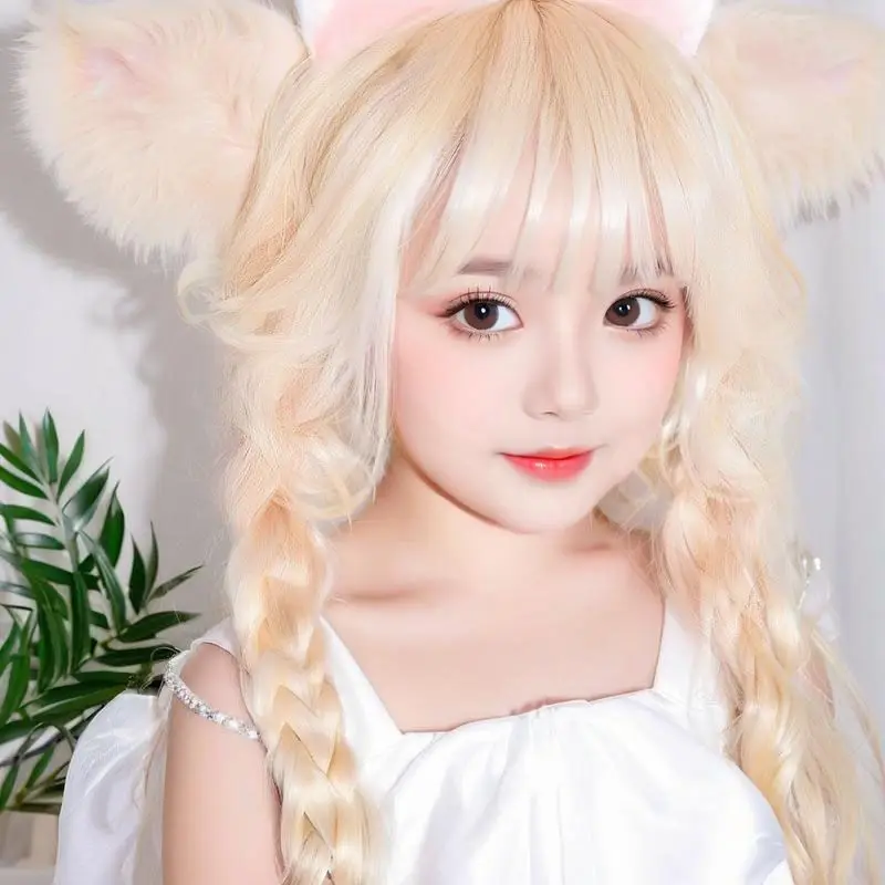 วิกผมคอสเพลย์ฮอนอร์ ออฟ คิงส์ หยา -วิกผมถักเปียสีชมพูสำหรับเด็กผู้หญิง อุปกรณ์เสริมชุดแต่งกายสำหรับเล่นบทบาทสมมติ