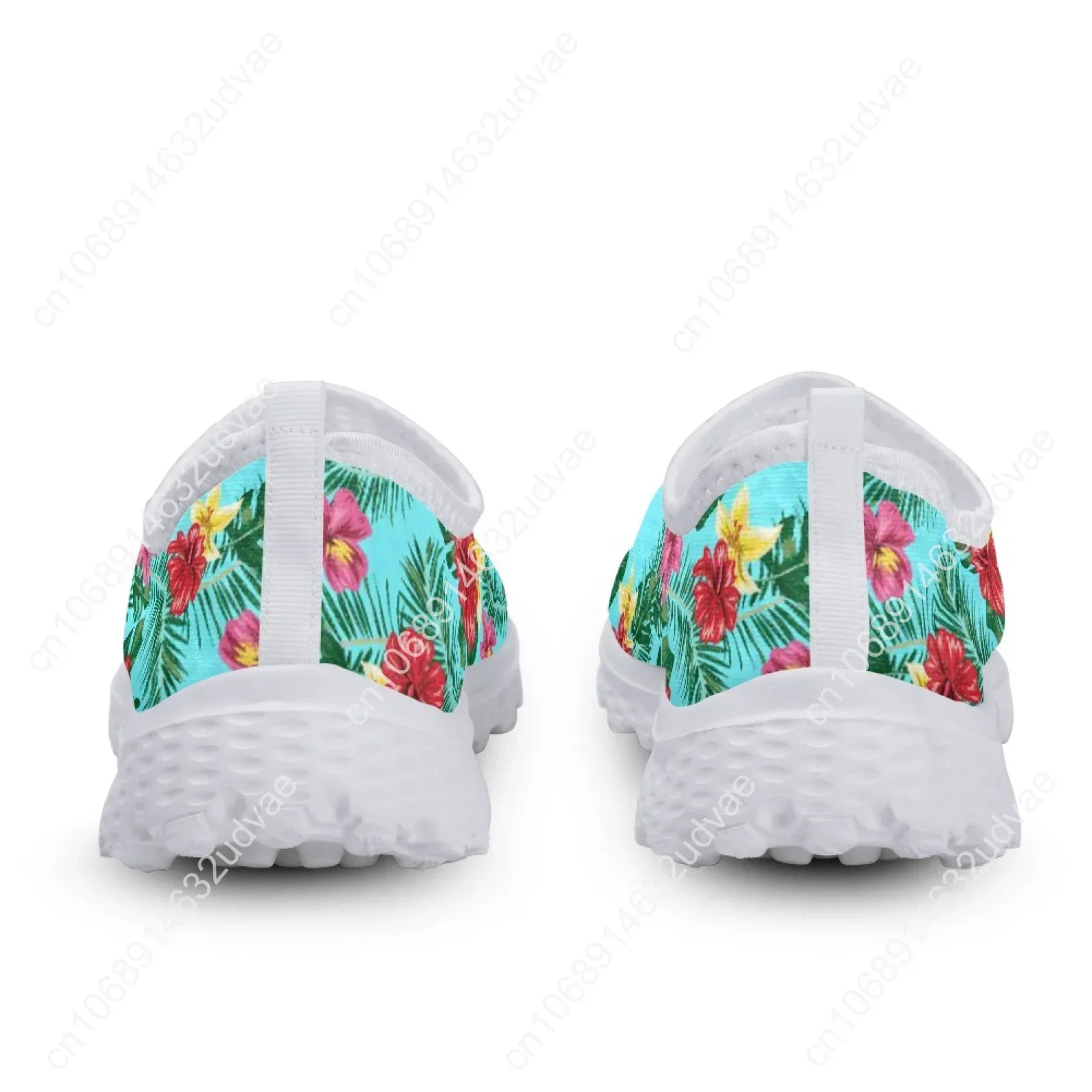 Pretty Tropical Flower Printing Women Flat Shoes Summer Breathable Slip-on Mesh Sneakers Lightweight Loafers Zapatos