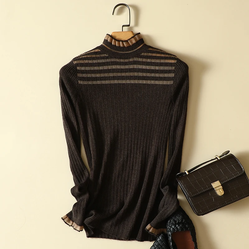 Kant uitgehold gebreide trui rond Ne Long Sve Warmte Lente Nieuwe Sle Ondergoed Top voor Dames Woon-werk Pure kleur