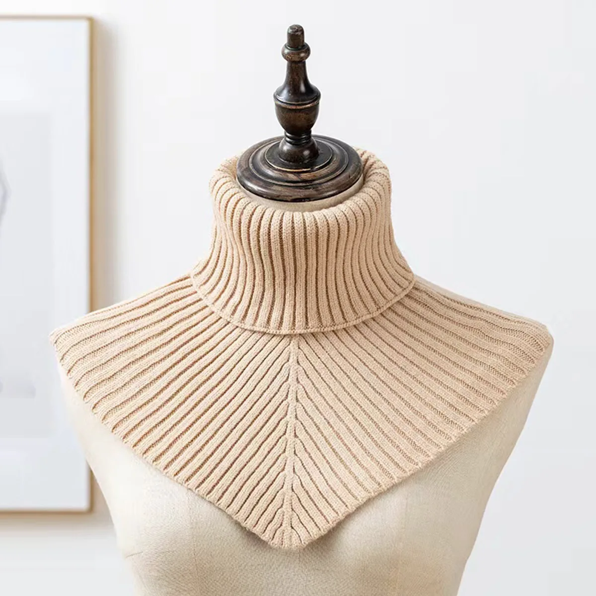Picture 5: Plain Women Warm Turtleneck Neck Warmer Detachable Winter Windproof Scarf Women Winter Knitted Cotton False Collar Scarf