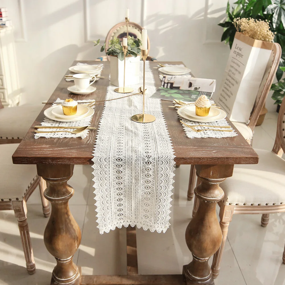 

2Pcs Table Mat Rural Style Delicate Workmanship Decorative Mat Wedding Party Table Decor Rural Style Tablecloth