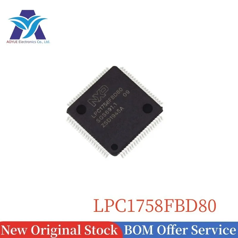 IN STOCK LPC1758FBD80 LPC1758FBD80K LPC1758FBD80Y LQFP-80 32-bit ARM Cortex-M3 MCU 512kB flash 64kB SRAM with Ethernet Chips