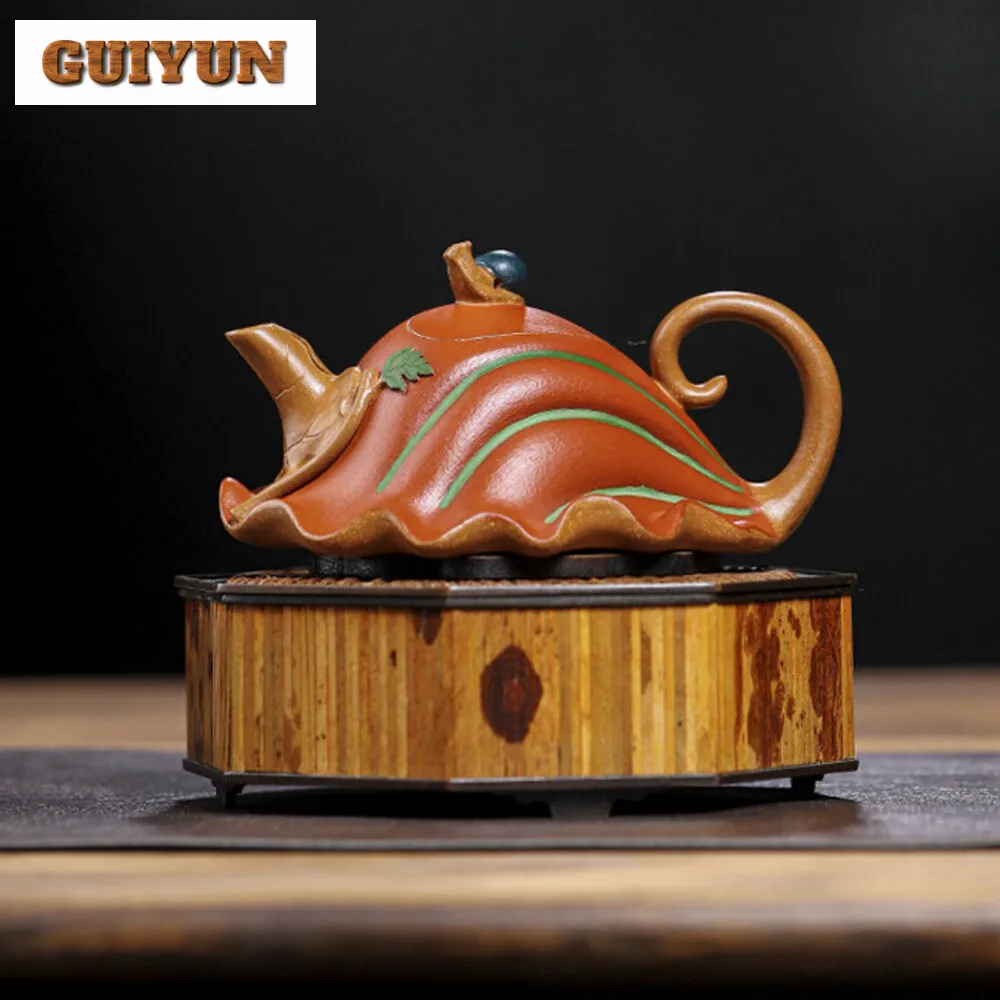 

200ML Vintage Yixing Purple Clay Teapots Handmade Carved Pot Raw Ore Section Mud Tea Maker Kettle Chinese Zisha Tea Drinkware