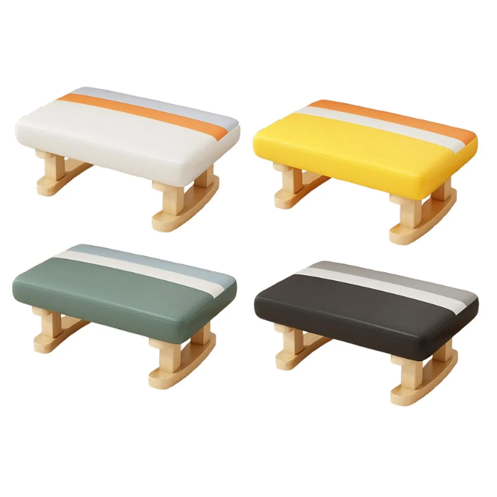 

Padded Footstool, Footrest with Wooden Legs, Small Ottoman, Rectangle Step Stool for Couch