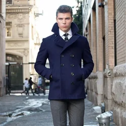 Coat Men's Suit Jacket Woolen Double Breasted Elegant Suits for Men Blazers Luxury Designer Casual Elegant Man Clothes Male Set