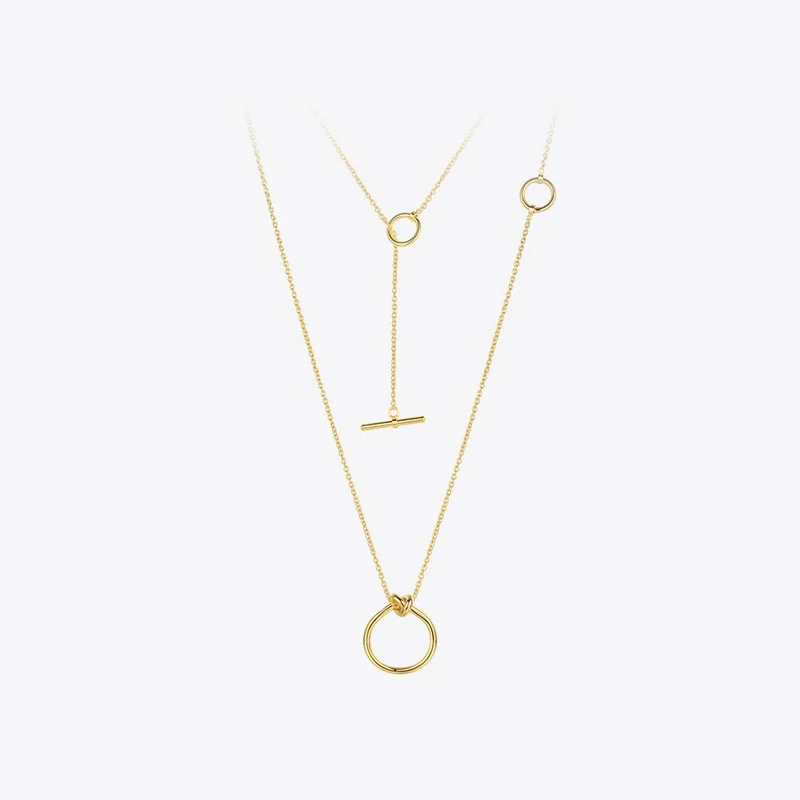 

Classic Knot Pendants Necklaces Stainless Steel Gold color Choker Necklace For Women Long Chain Jewelry Collier