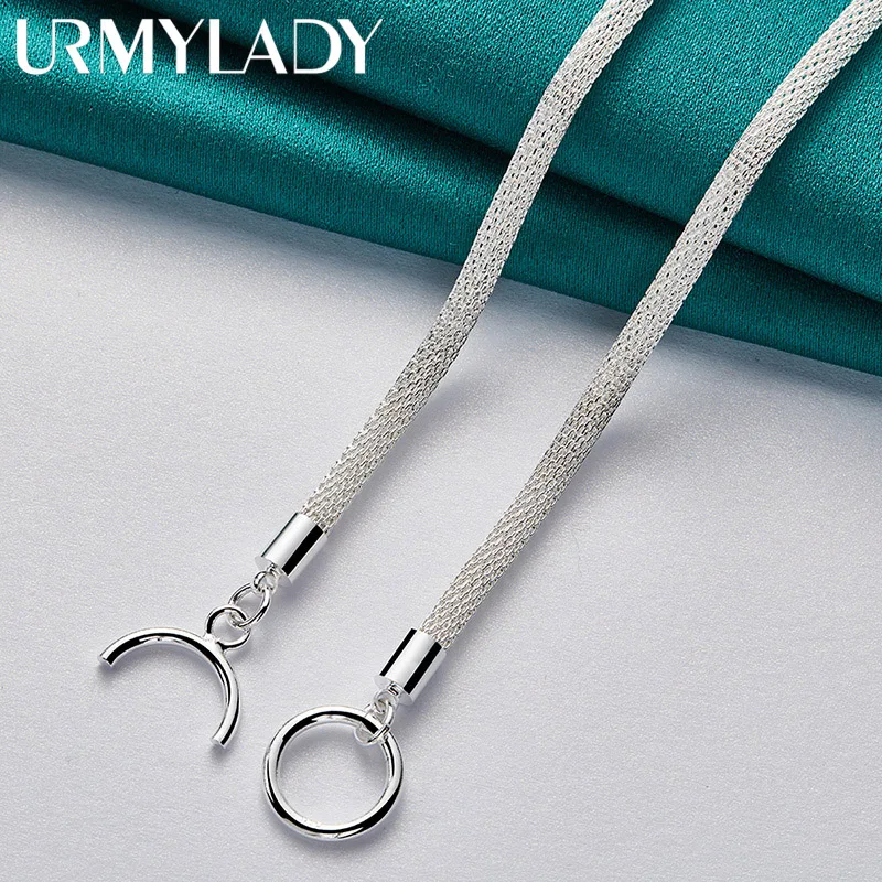 

URMYLADY 925 Sterling Silver 4mm Snake Chain Necklace For Women Men Wedding Party Fashion Charm Jewelry Gifts