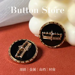 6PCS British diamond crown buttons drip glue high-grade metal buttons women's coat trench coat jacket decorative buttons wholesa