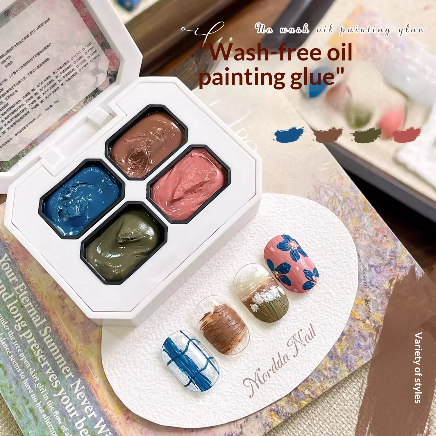 

4 Colorsx2.5g Solid Oil Painting Gel Nail Gradient Semi Permanent Nail Art Soaking UV LED Modeling Gel Nail Salon DIY Manicure