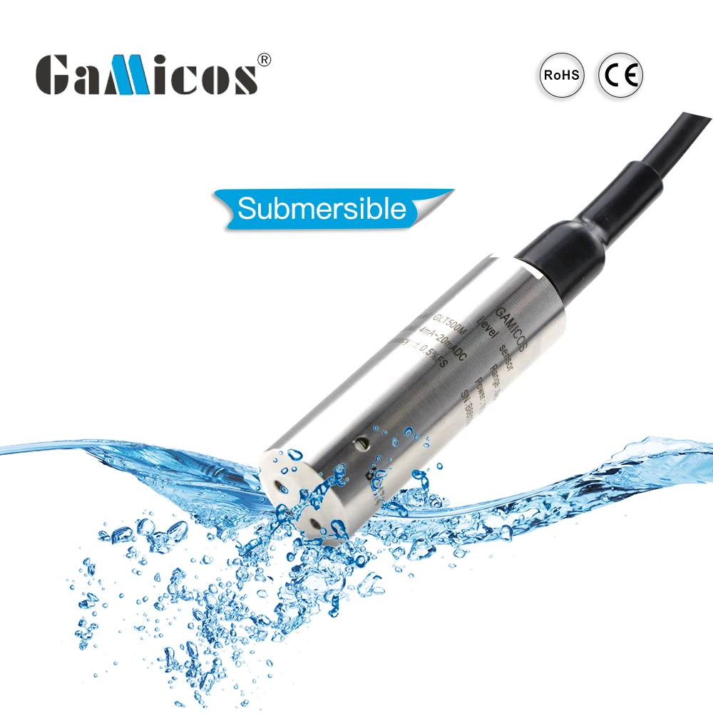 GLT500 Submersible Liquid tank Stainless Hydrostatic Rs485 Analog 4-20ma Water Level Transmitter