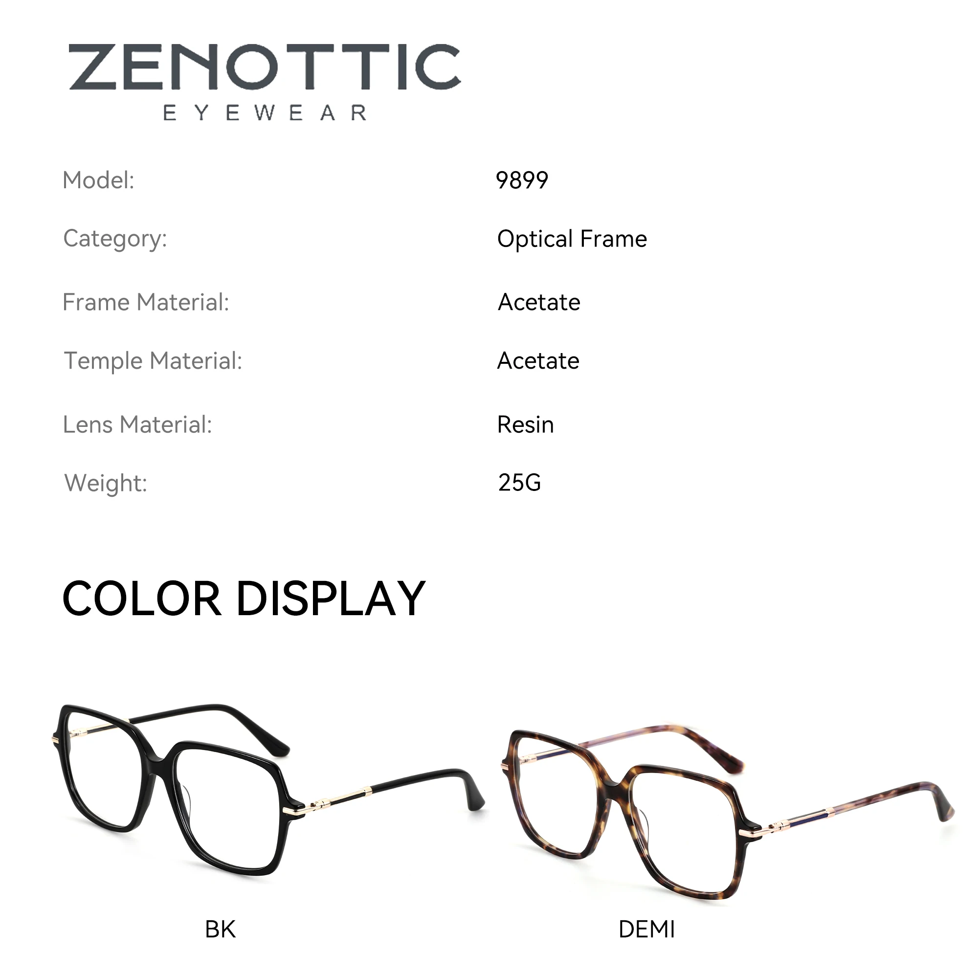ZENOTTIC Women's Hexagon Acetate Prescription Glasses