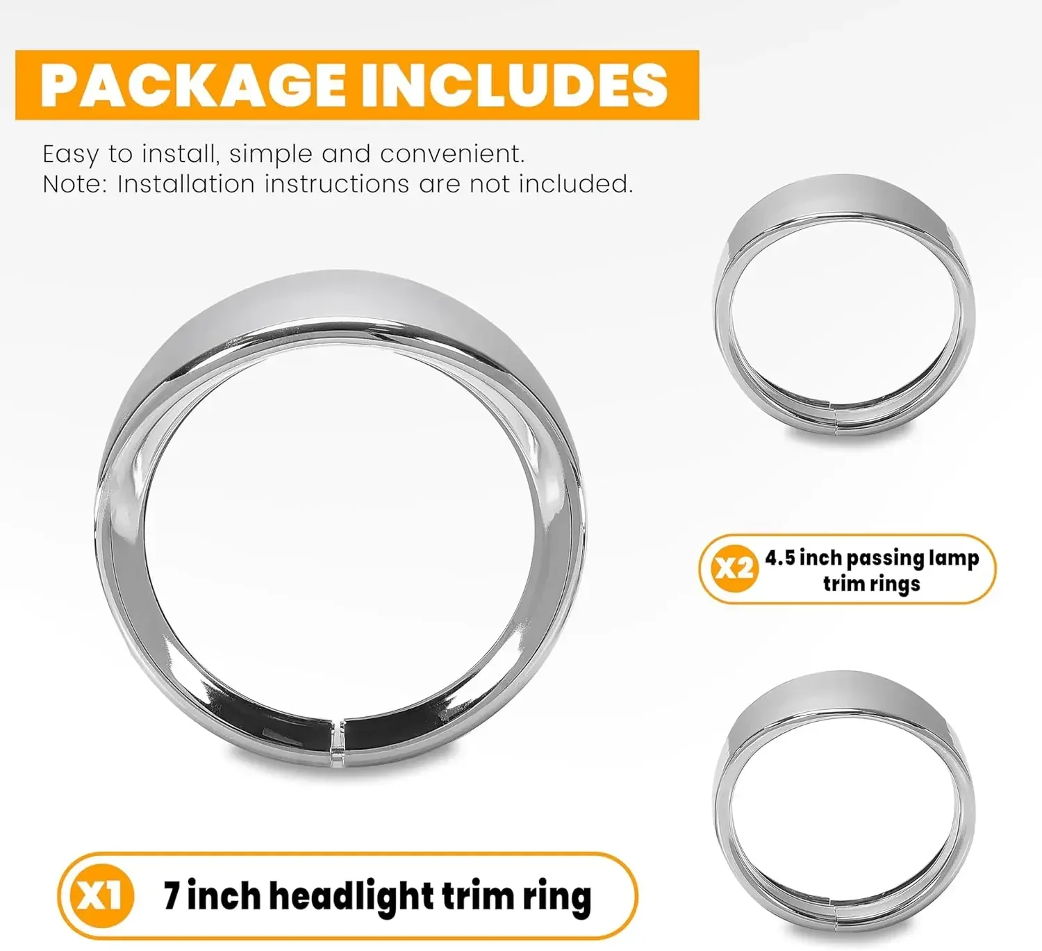 7 inch Headlight Trim Ring Decorate Visor 4 1/2" Fog Light Trim Ring Turn Signal Trim Ring Set Fit for Harley Softail Touring image 3