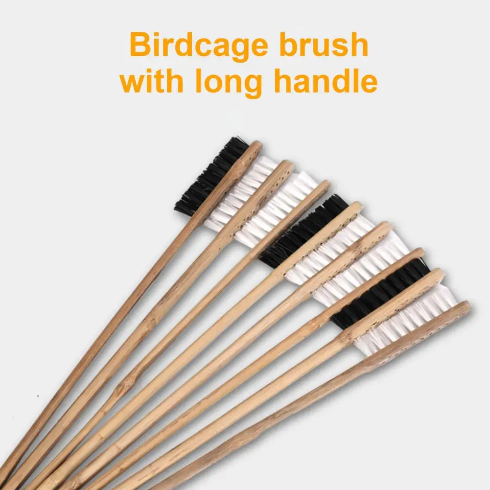 Birdcage Brush Wooden Parrot Cage Brush Long Handled Birdcage Cleaner for Myna Hamster Birds Essential Pet Supplies Wooden