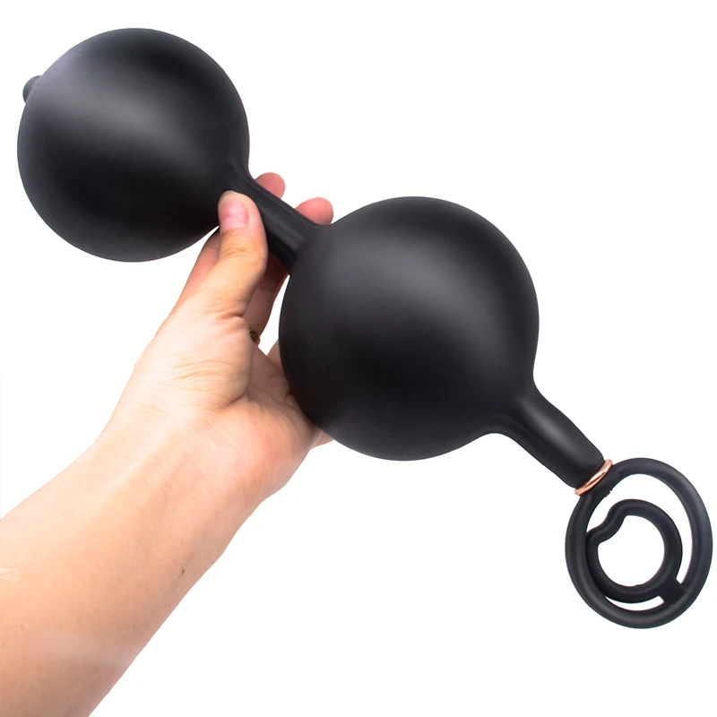 Inflatable Butt Anal Masturbation Goods Plug Penis Exercise Ring  Tools Dual Rolling Beads Vagina  For Adults 18 Men