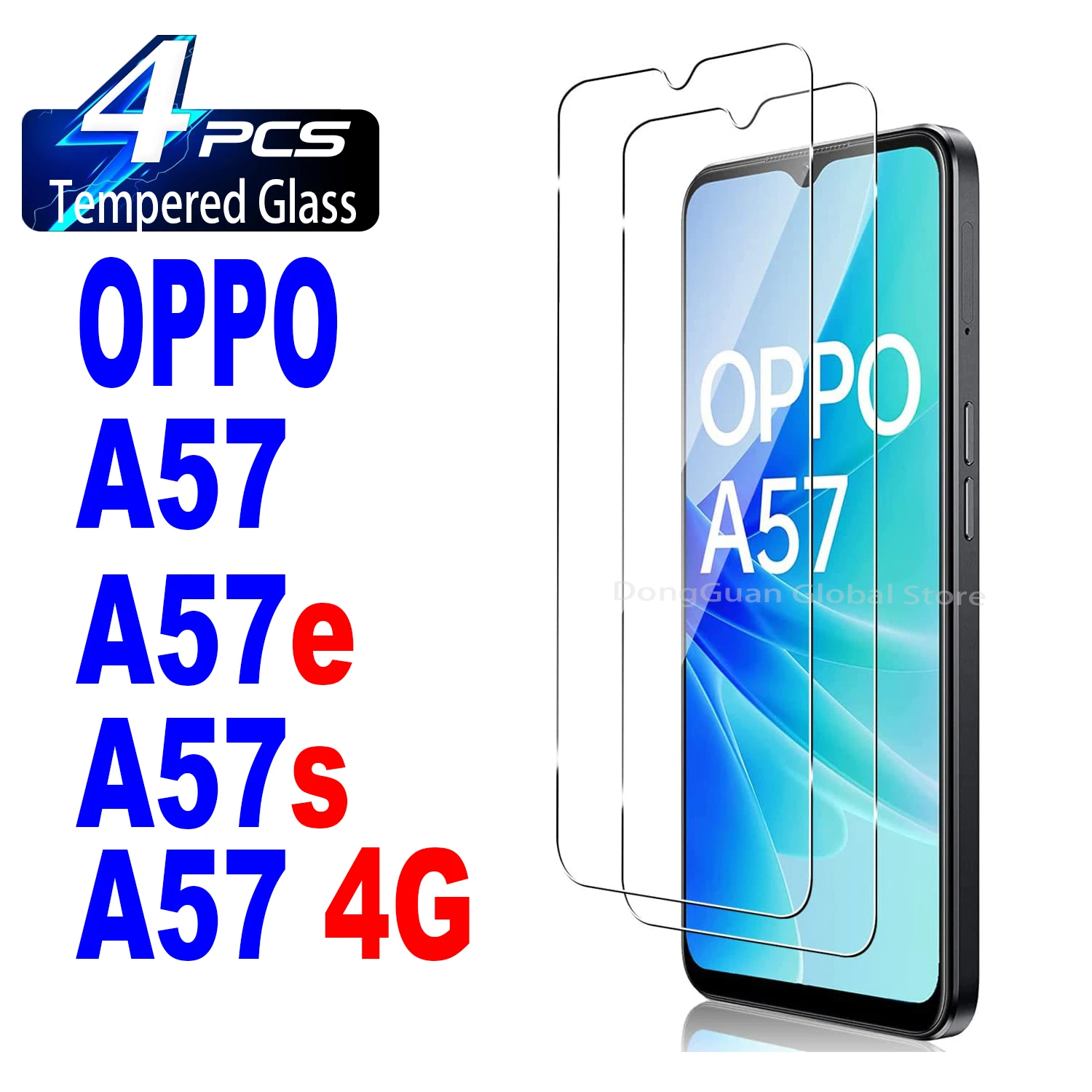 2Pcs/4Pcs 9H Tempered Glass For OPPO A57 A57s A57e Screen Protector Glass Film