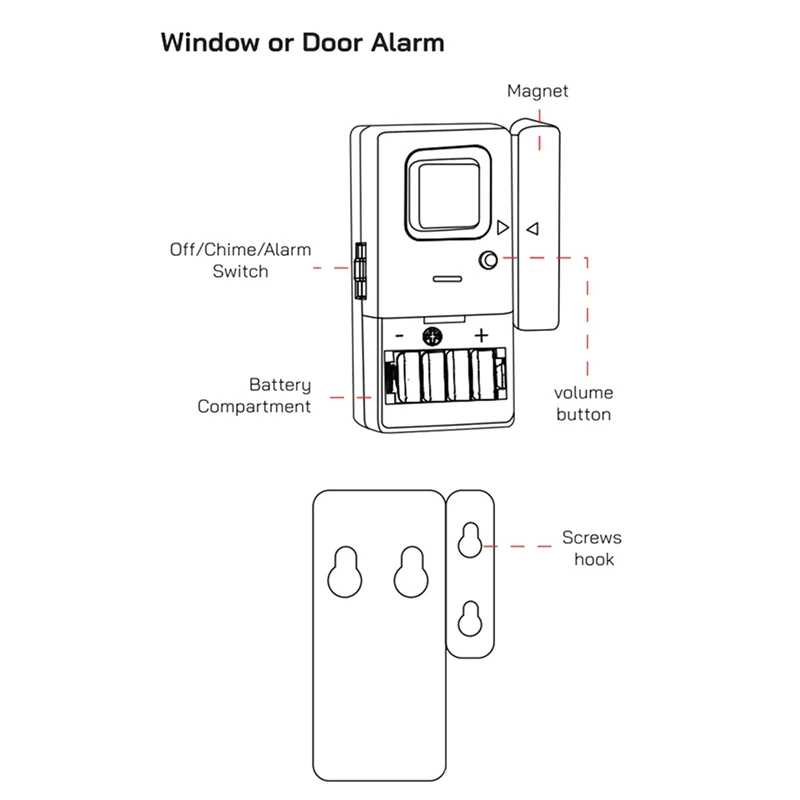 B74A Door Window Alarms, Adjustable Volume, Chime/Alarm, Door Window Alarm Sensor For Home Security, Kids Safety 4 Pack