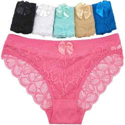 Women Panties Underwear Cotton Sexy Flower Lace Hollowed Low Rise Girls Briefs Ladies Knickers for Women 6 Pcs/set