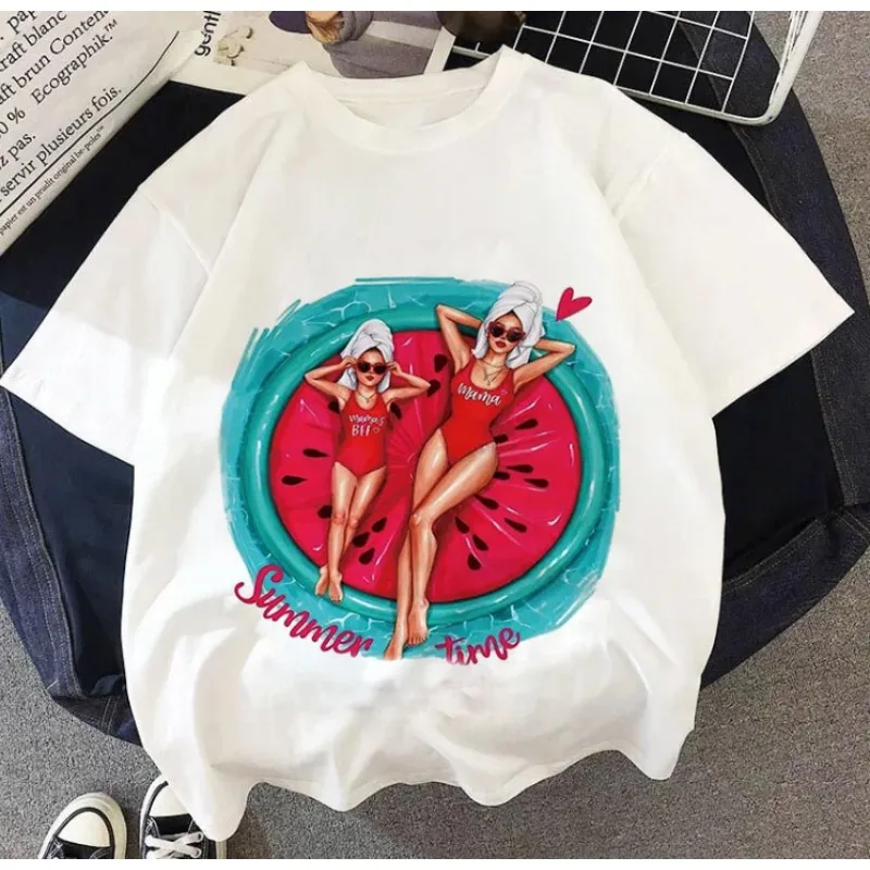 T-shirt das crianças com manga bonito, super mãe, bebê, novo, verão