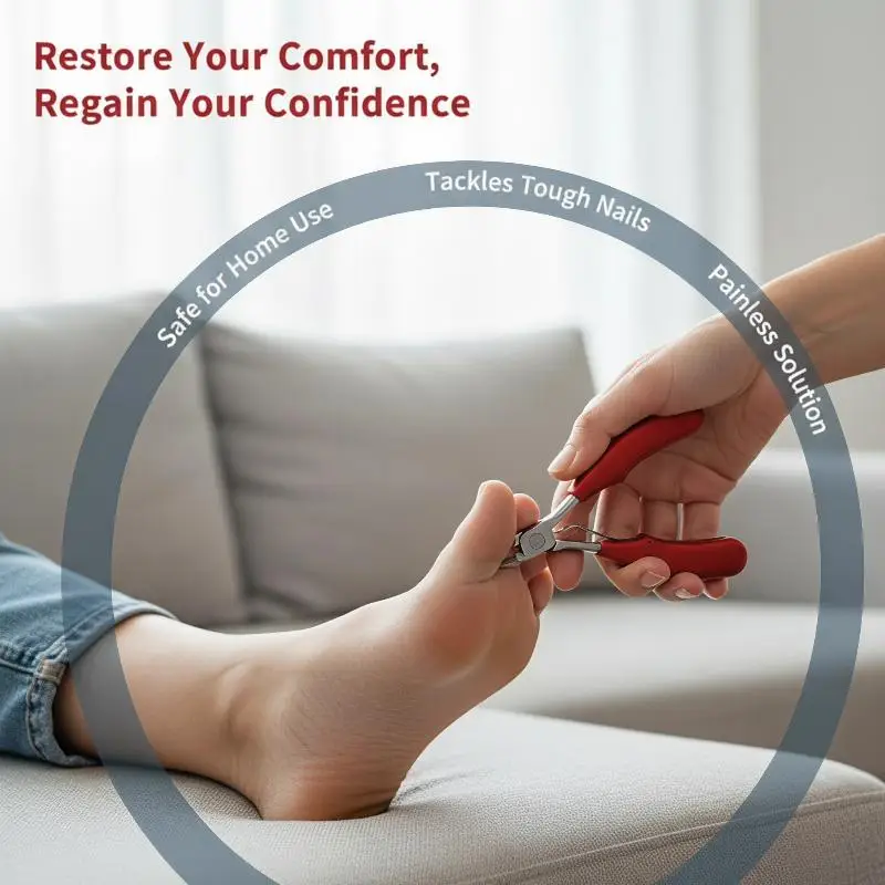 Ingrown Toenail Clipper Pain-Free Sharp Curved Jaw Stainless Steel Cutter Professional Pedicure Tool for Daily Foot Care
