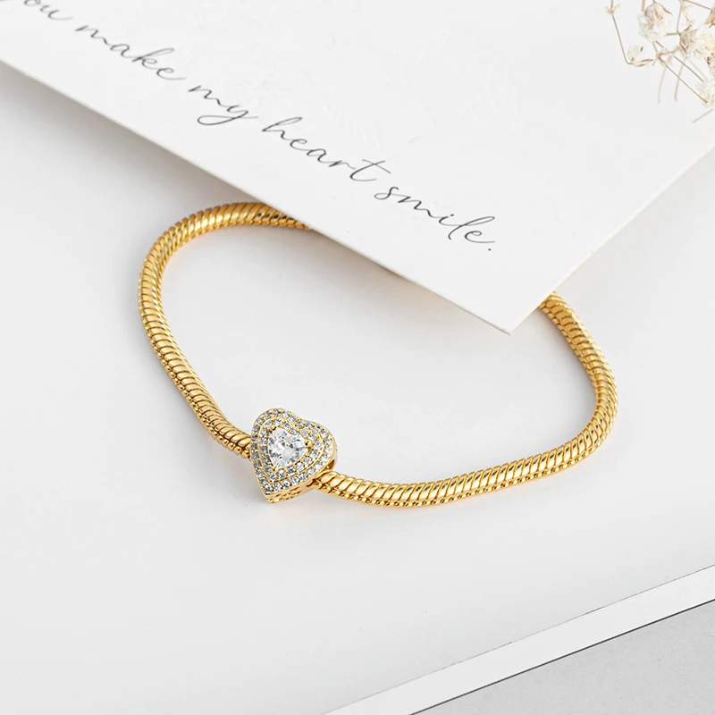 خرز ساحر من الأحجار المتلألئة المطلية بالذهب مناسبة لسوار أوروبي أصلي يمكنك صنعه بنفسك هدية مجوهرات رائعة للنساء #3