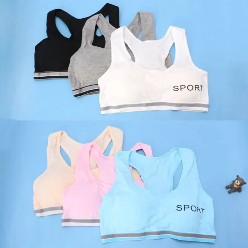 

10pc/Lot Teenageer Girls Sports Bra Gym Underwear Wireless Teenager Bra with Chest Pad Cotton Young Girls Training Bra