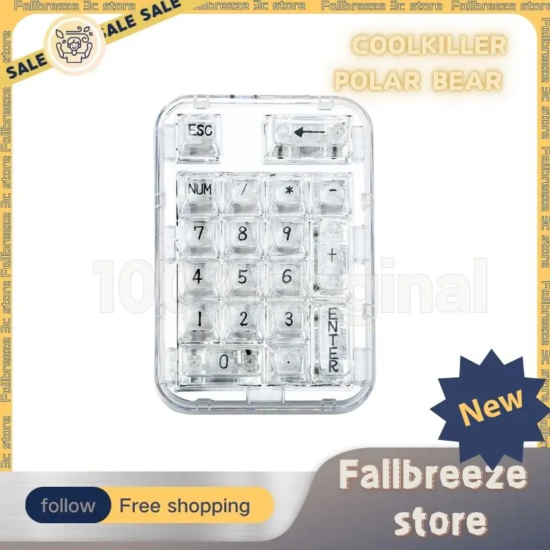 Coolkiller Polar Bear Number Keypad Mini Portable Pad 19keys 3Mode Transparent 2.4g Wireless Type-C Pad Custom Numeric Keypads