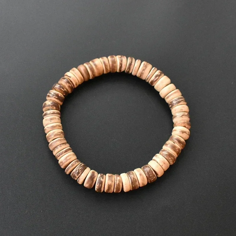 New Natural Coconut Husk Bracelet for Men Handmade Natural Color Beaded Braslet Leisure Accessories Meditation Joias