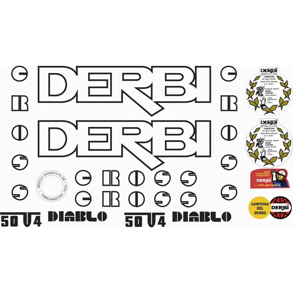 Set of Classic Motorbike compatible stickers  DERBI Diablo 50 V4