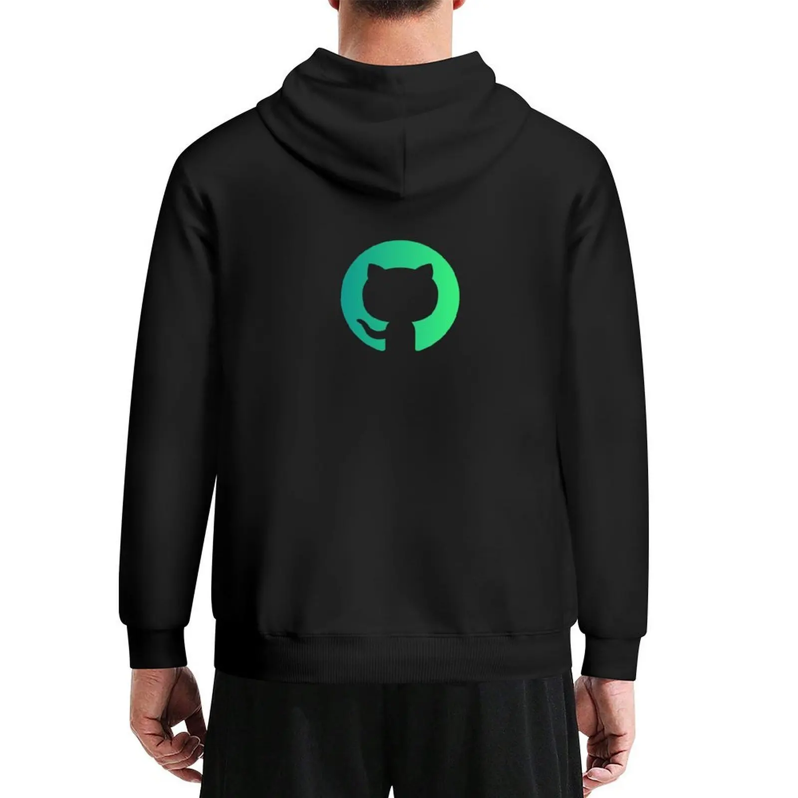 طقم تي شيرت رجالي بقلنسوة من Github ملابس للرجال على الطراز الياباني سترة شتوية بقلنسوة للرجال