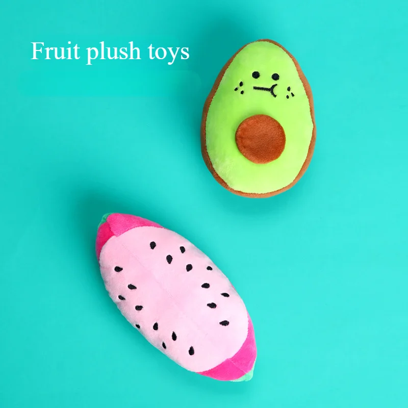 Pet Plush Dog Teeth Grinding Durable Toy Cute Avocado Watermelon Shaped Sound Making Pet Supplies