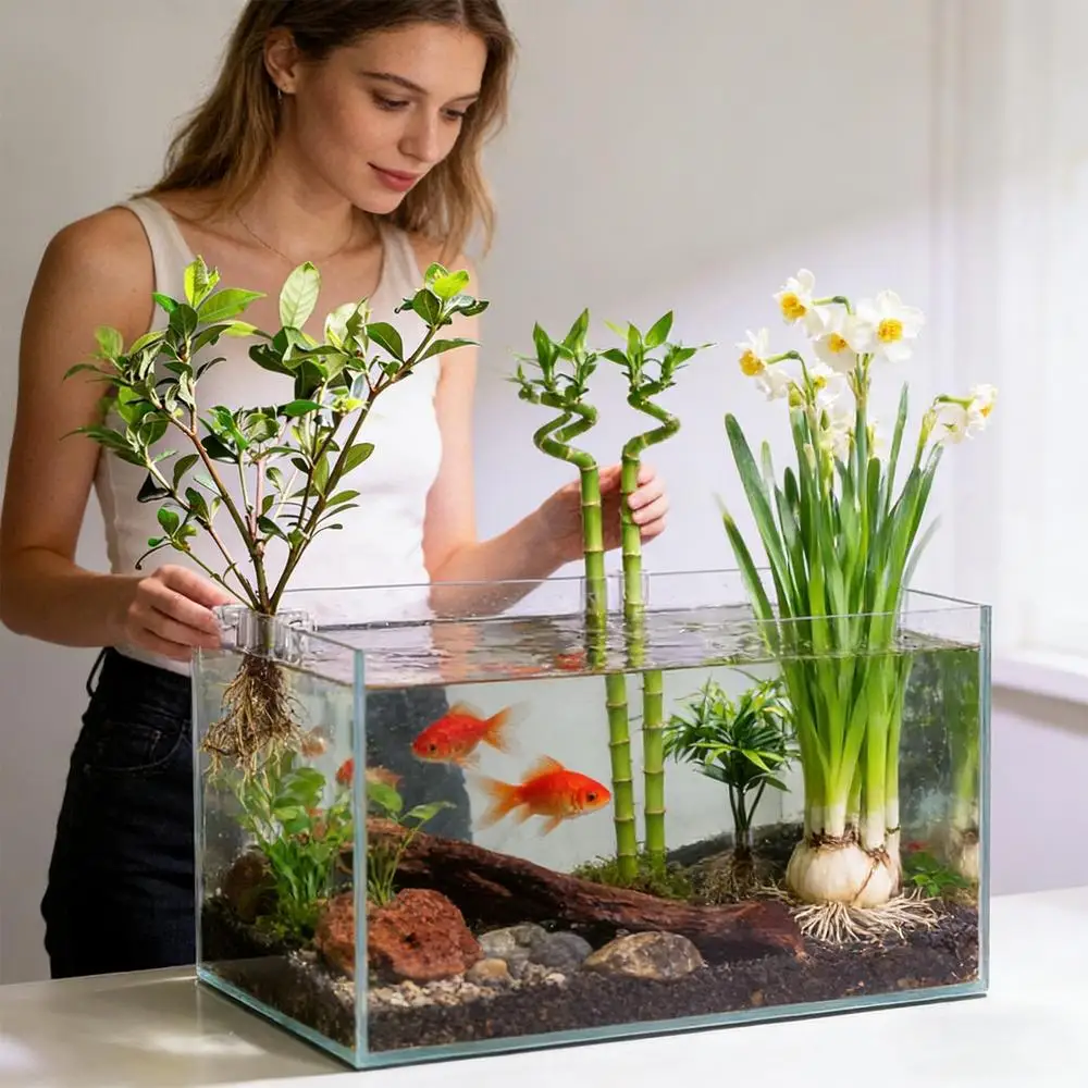 6 Stück Aquarium-Pflanzenhalter, transparente Pflanzhalterung, Mini-Pflanztopf zum Aufhängen, Aquarien-Pflanzenstütze für Fischbecken – Detail 3