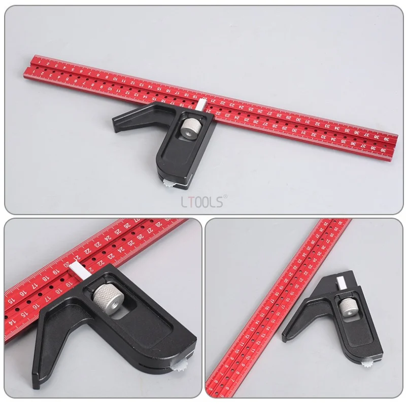 Multi-Purpose Ruler Square Woodworking Marking Drilling Locator High Precision Adjustable Measuring Scribing Positioning Tool