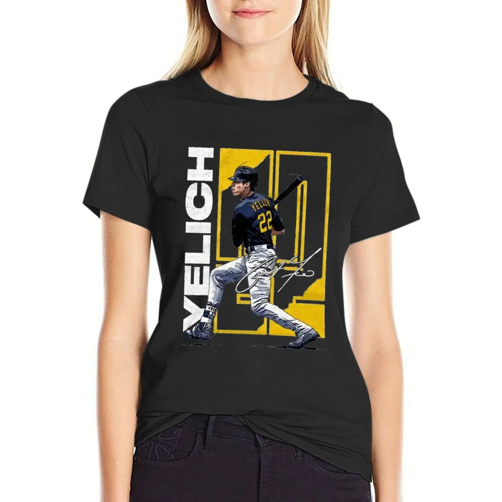 Copy of Christian Yelich T-Shirt summer top shirts graphic tees hippie clothes summer tops black t-shirts for Women