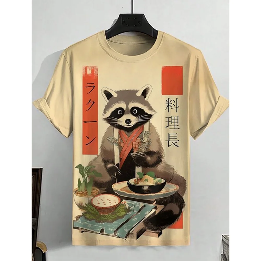 Japanese Samurai Cat Men\'s T-Shirt Summer Fashion Short Sleeved Casual Top Loose Breathable Micro Elastic O Neck T-Shirt Men