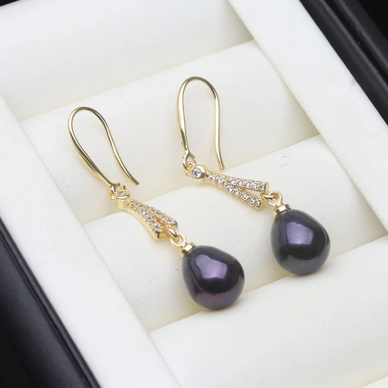 

Beautiful Freshwater Black Pearl Earrings For Women,Gold Plated Pearl Stud Earring Mother Wife Anniversary Gift White Black Pink