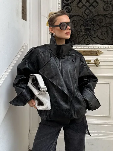 HH mujeres otoño elegante estilo callejero abrigos mujer asimétrico botón bolsillo manga larga negro suelta cremallera chaquetas delgadas