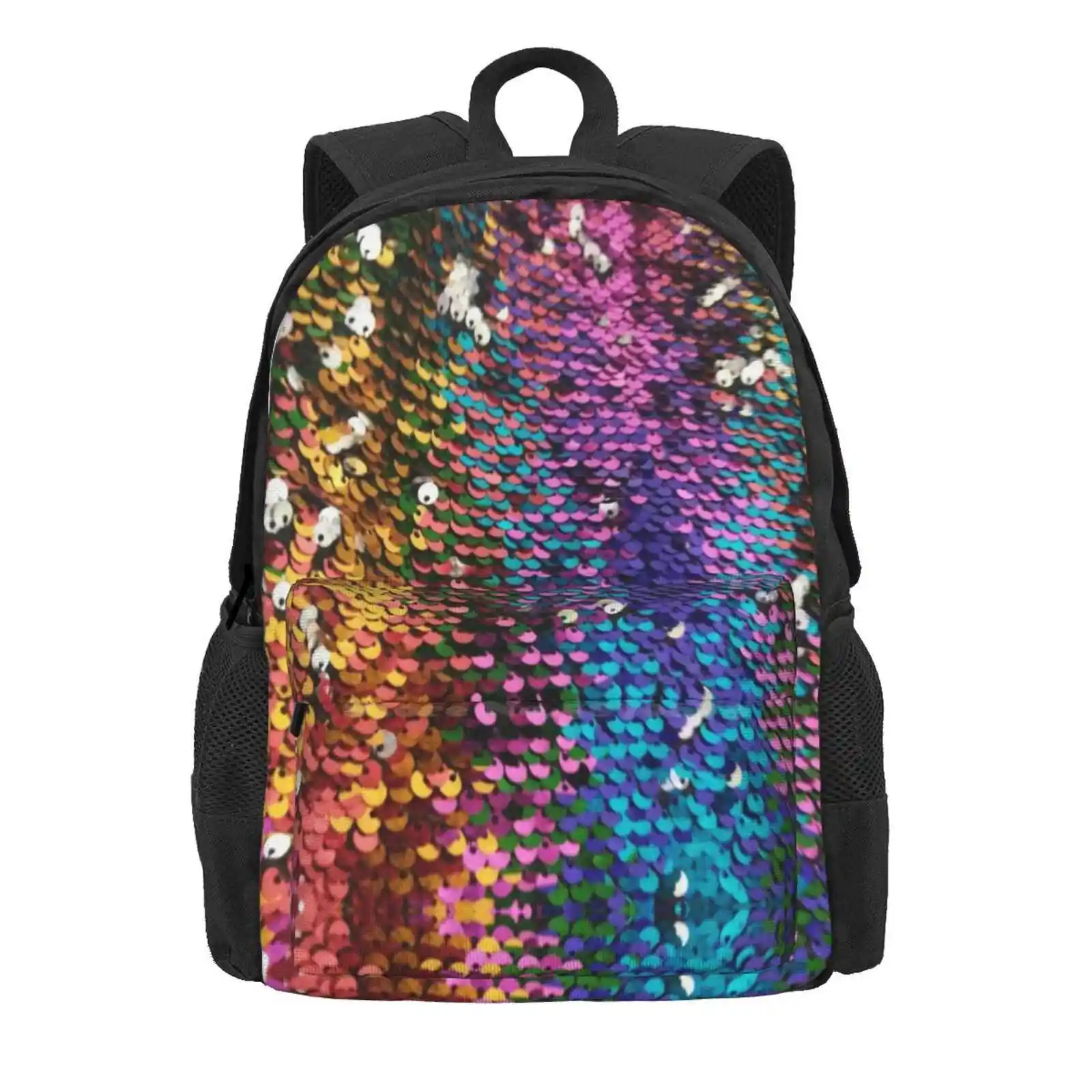 Multi-Colored Sequins Hot Sale Backpack Fashion Bags Sequins Colorful Multicolor Sparkle Glitter Crazy Lady Lynn Lewis Purple