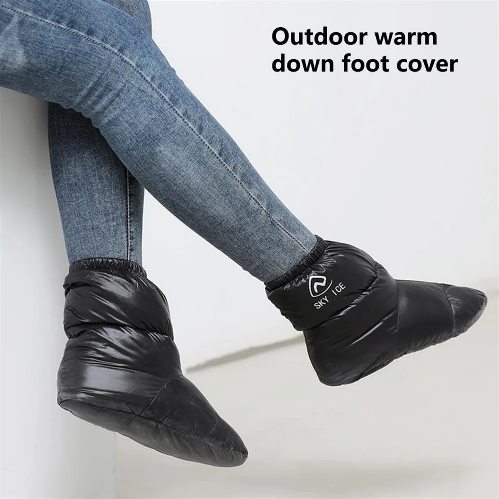 Winter Warm 90% Duck Down Slippers Boots Warm Down Foot Cover Socks Home Outdoor Camping Shoes Boots Footwear for Men Women