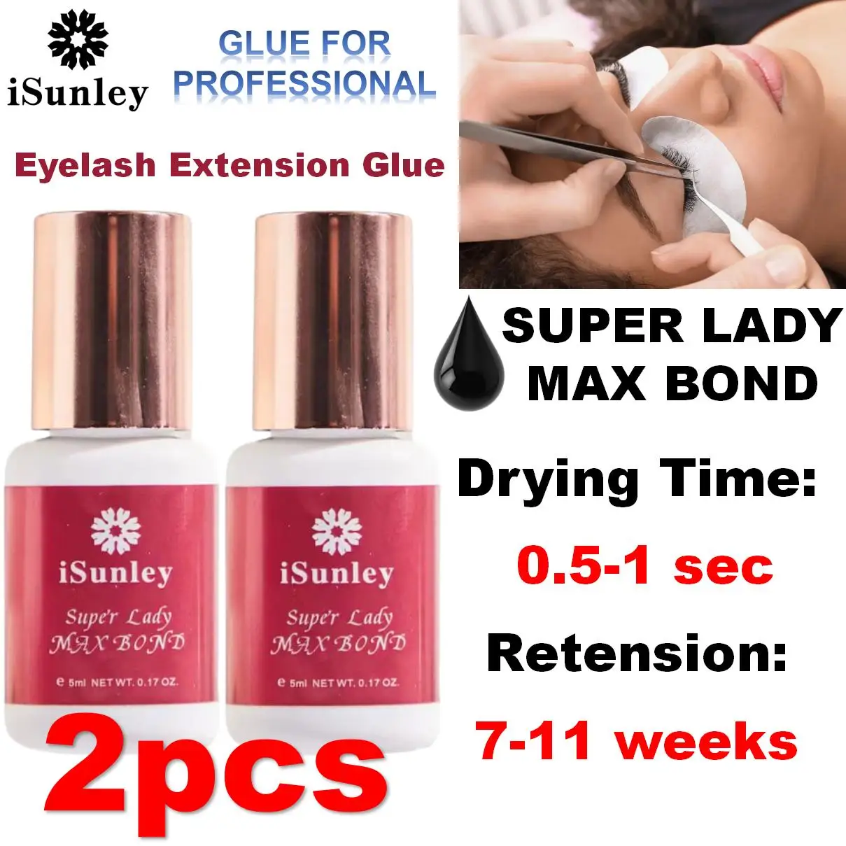 2PCS Super Long Super Fast Drying Glue for Professional Eyelash Extension Waterproof Lashes Supplies Eyelash Adhesive Latex Free