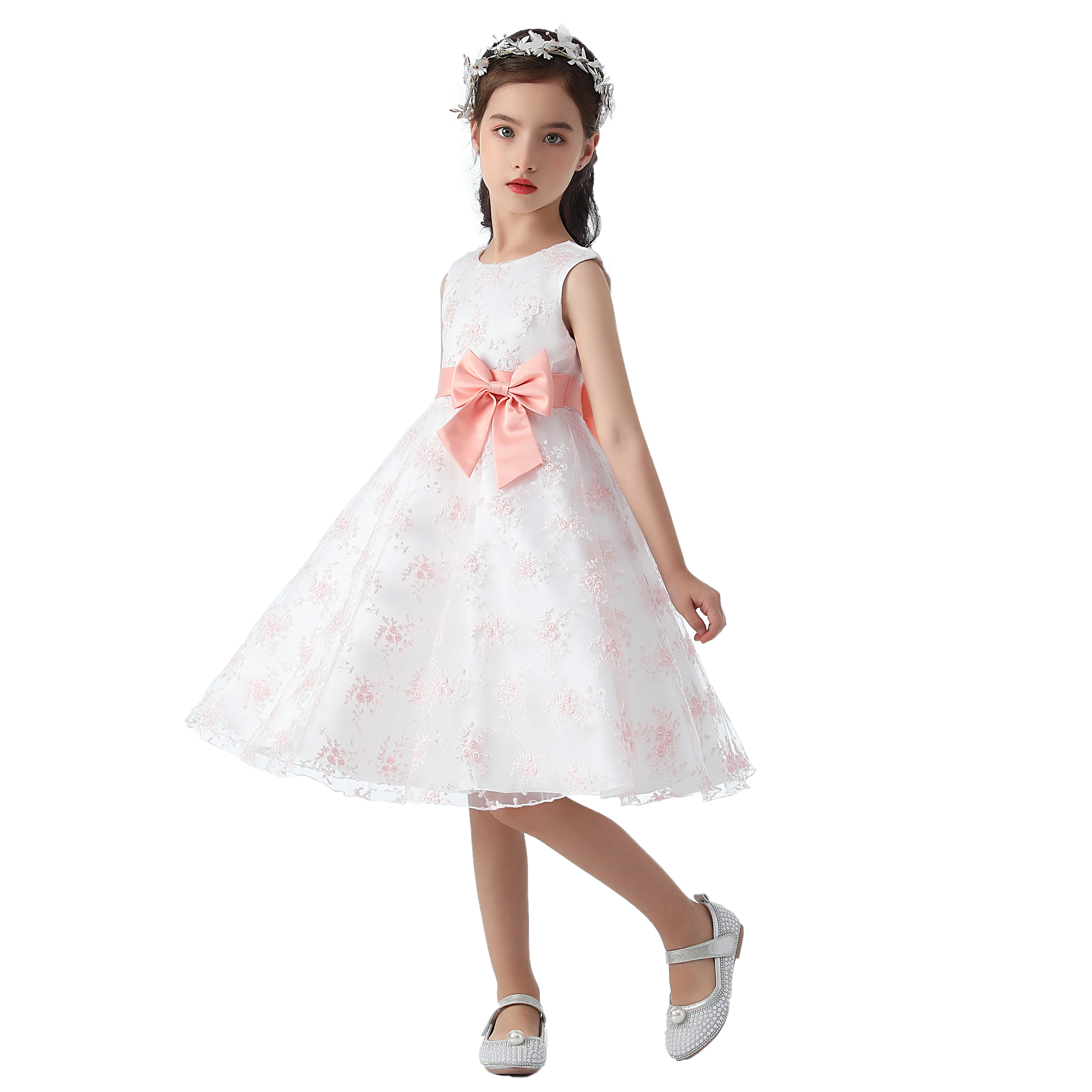Girls' Dress European and American Embroidered Princess Dress Lace Performance Party Dress