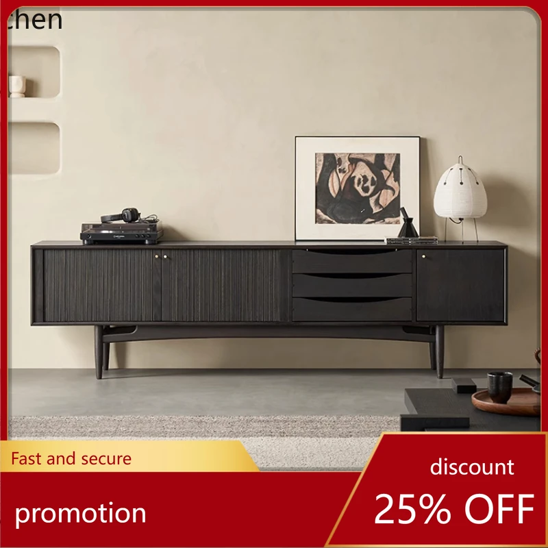 HT TV cabinet high-end atmosphere solid wood retro living room home floor cabinet living room decoration