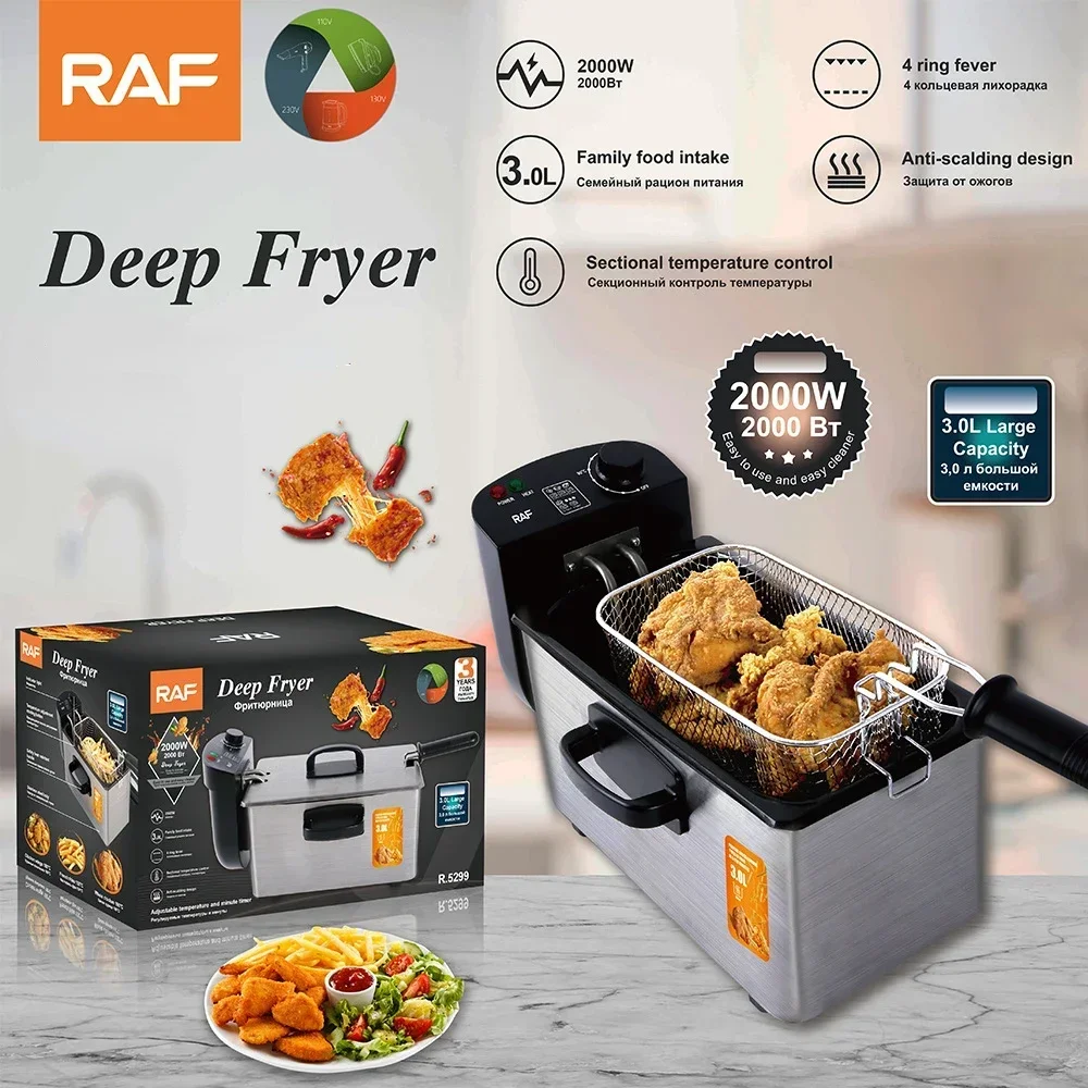 US/EU 110/220V Mini Electric Fryer Multifunction Home Electric Deep Fryers Commercial Kitchen Chicken French Fries Deep Fryer