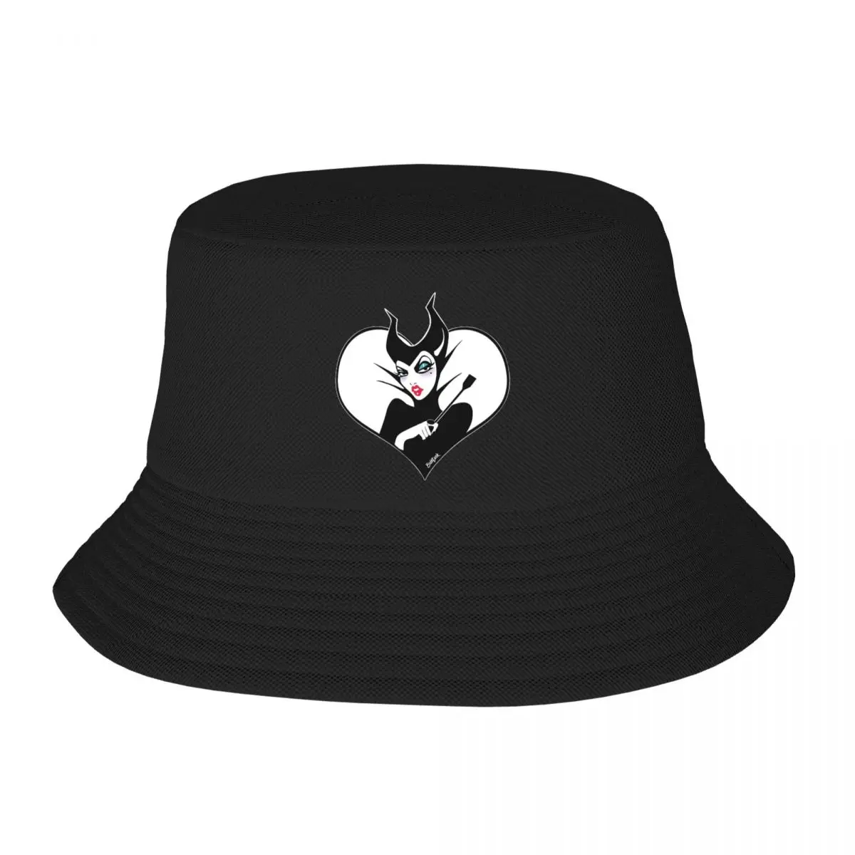 Picnic Headwear Maleficent Cartoon Villains Outfits Bucket Hat Unique Unisex Heart Sun Caps