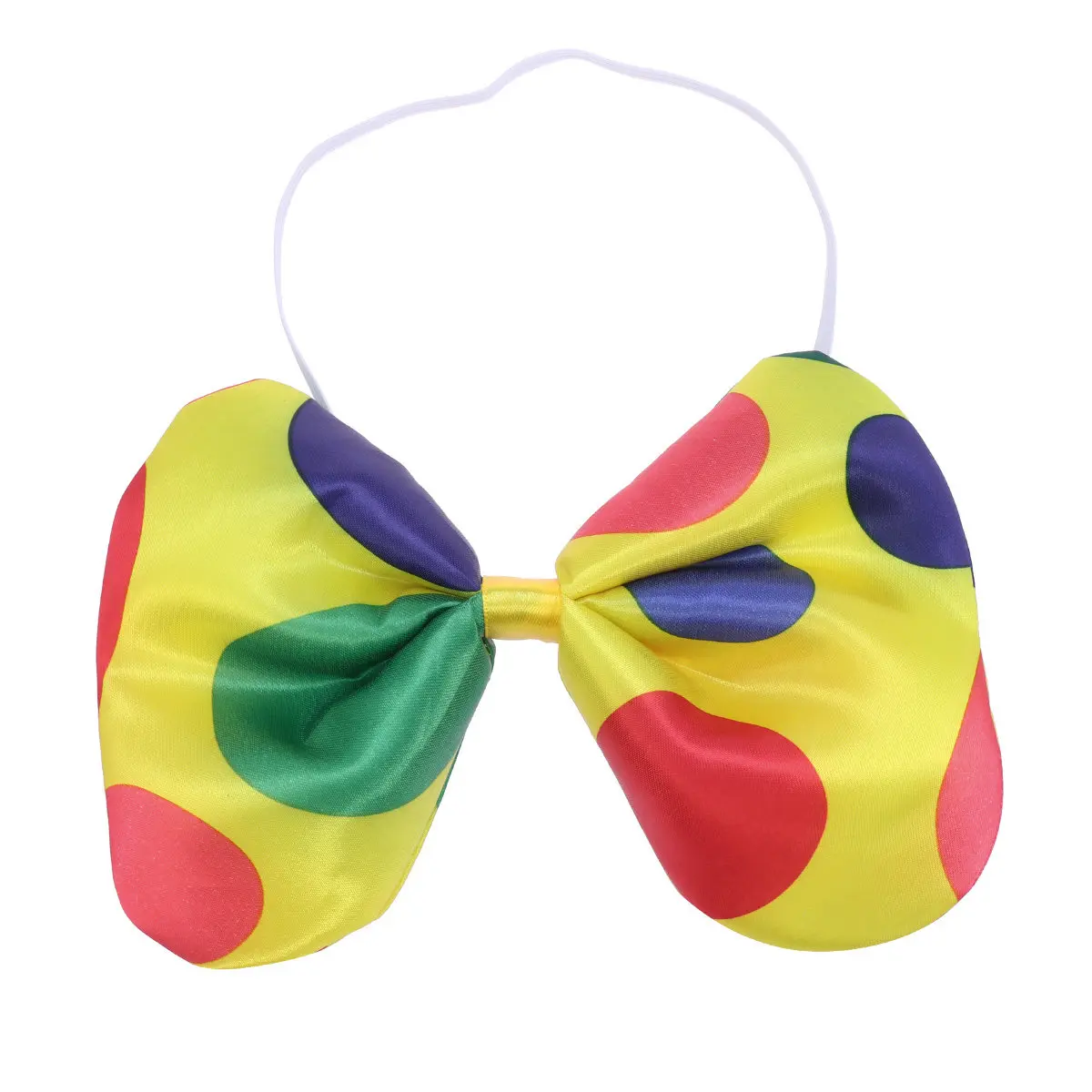 Polka Dot Bowknot Tie Multicolor Satin Elastic Neck Comfortable Loose Fit Unisex Fancy Dress Clown Costume Accessory