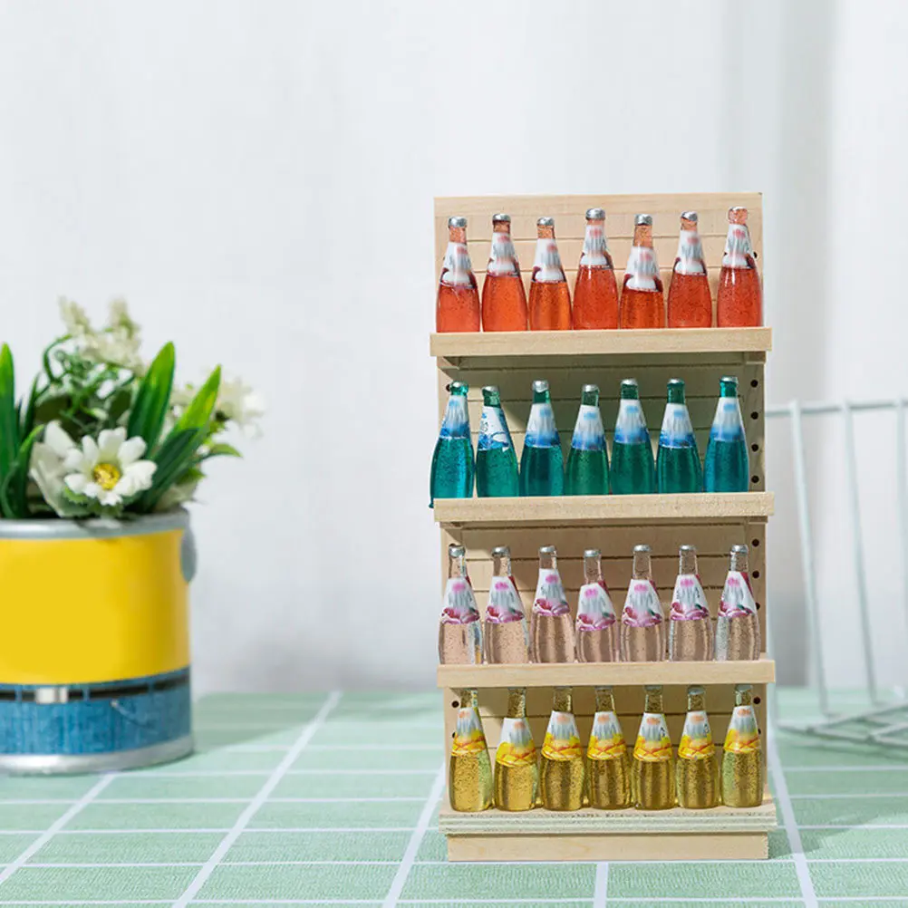 

Wooden Simulation Miniature Cabinet Imitation Display Rack Adornment Mini House Storage Rack Decoration Accessory