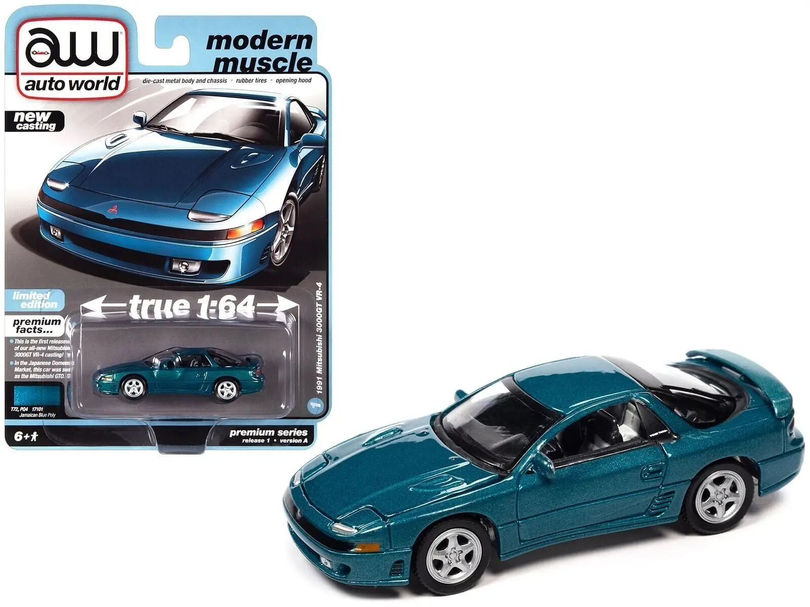 

Модель автомобиля из сплава под давлением AUTO WORLD 1:64 1991 3000GT