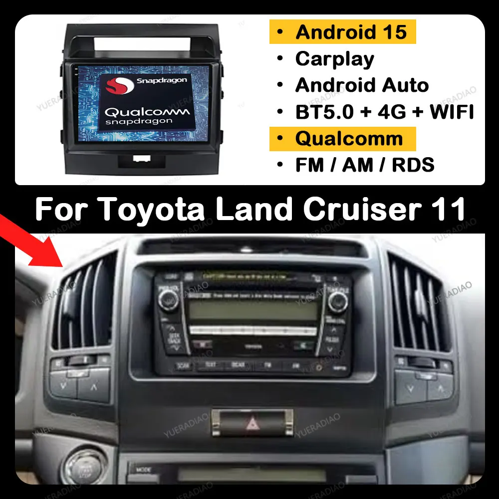 Автомобильный радиоприемник Android 15 для Toyota Land Cruiser 11 LC 200 2008-2013 QLED Qualcomm Мультимедийный видеоплеер GPS NAVI Головное устройство BT Автомобильный радиоприемник Android 15 для Toyota Land Cruiser 11 LC 200 2008-2013 QLED Qualcomm Мультимедийный видеоплеер GPS NAVI Головное устройство BT