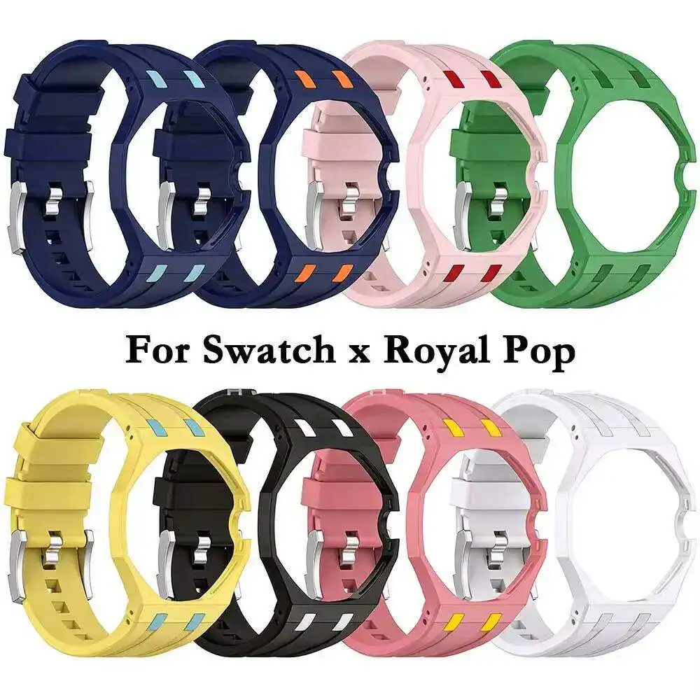 2 in 1 PC Case+Silicone Strap For Swatch x AP Royal Pop Pocket Watch Silicone Band Modification integrated Bumper Accessorries view 6